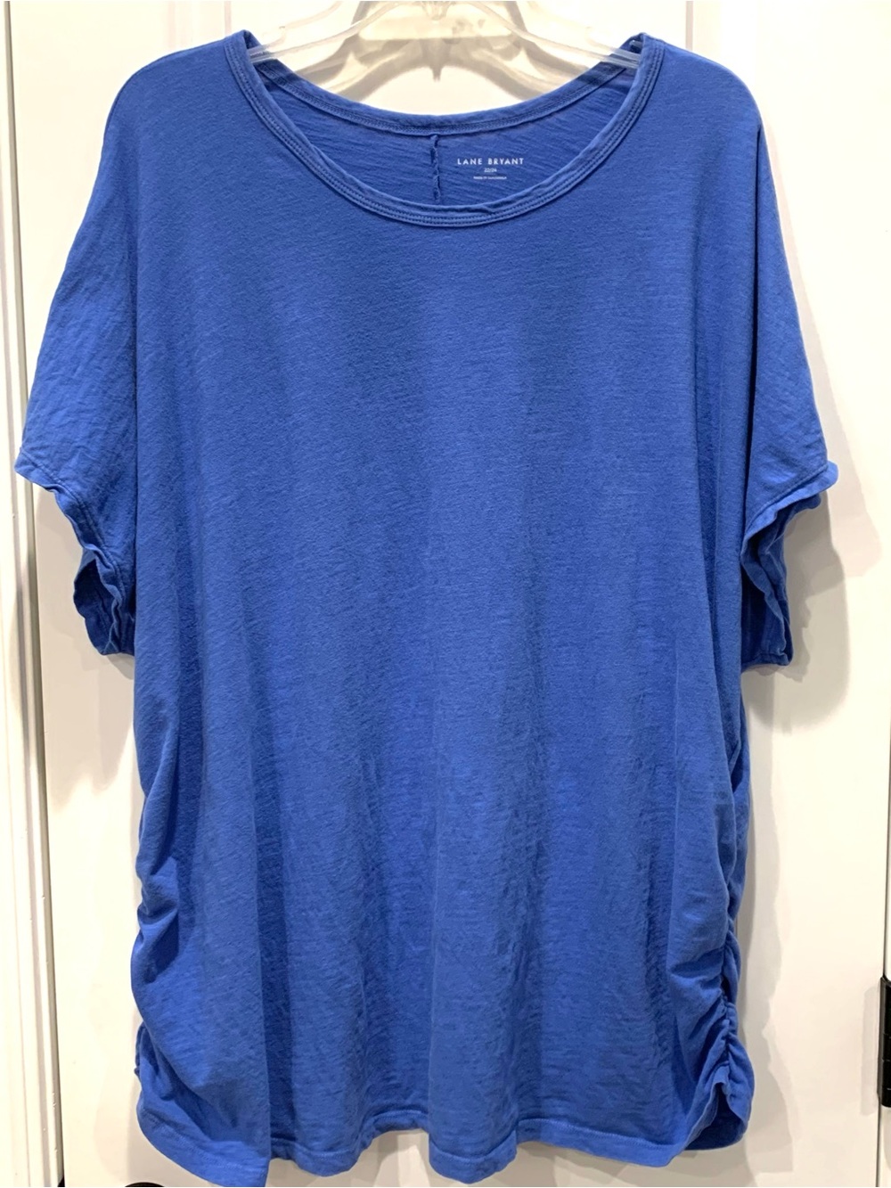 Lane Bryant Casual Dolman Side Ruched Tee Plus 22/24 100% Cotton Relaxed Fit